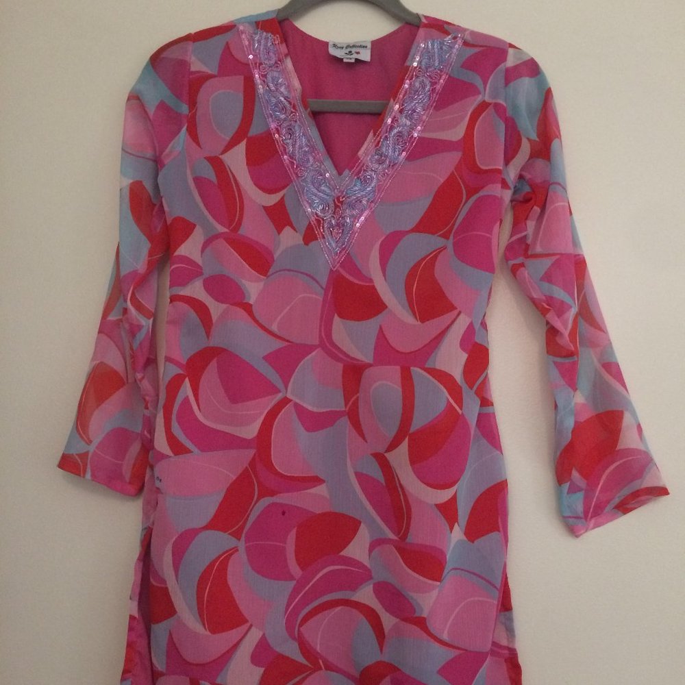 Beaded Indian Kurta Tunic Dress Top